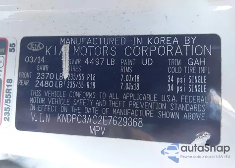 2014 Kia Sportage Ex z USA, uszkodzony, nr VIN KNDPC3AC2E7629368